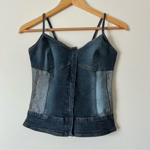 💜 2 for $30 - Transit Par Such Jean Corset Top with Didtressed Lesther Inserts
